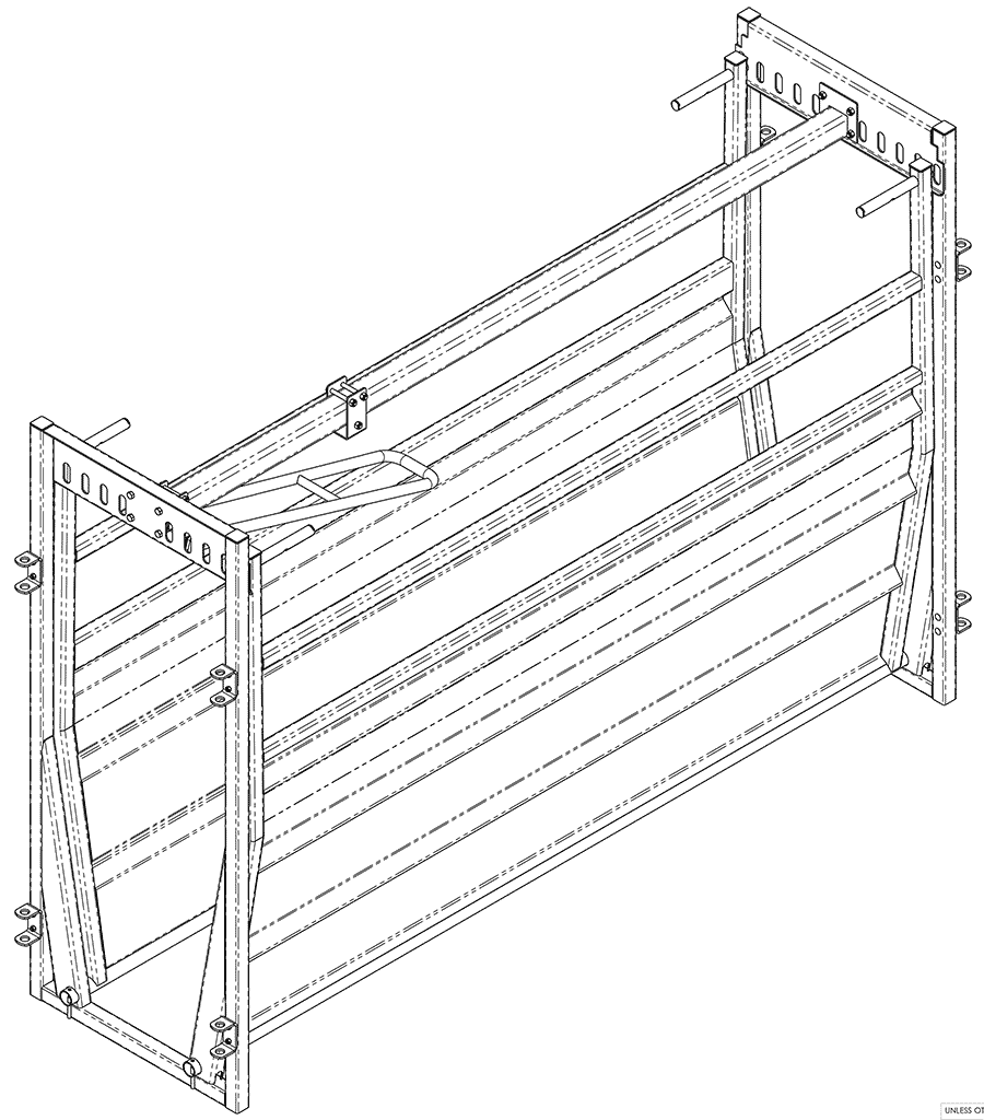Side view Drawing of Easy Flow Cattle Race by Arrowquip