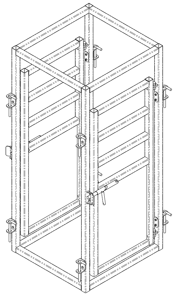 Drawing of cattle vet cage by Arrowquip
