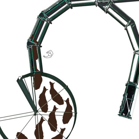 farmer using point of balance for cattle flow