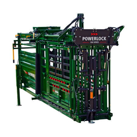 Powerlock 108 portable chute and alley with hydraulic jacks in use