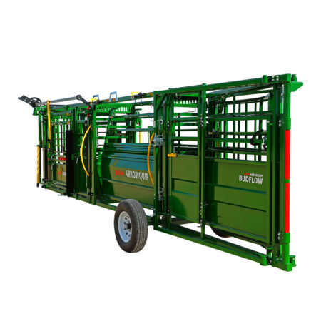 Rear view of the Arrowlock 75 portable chute alley and tub ready for transportation