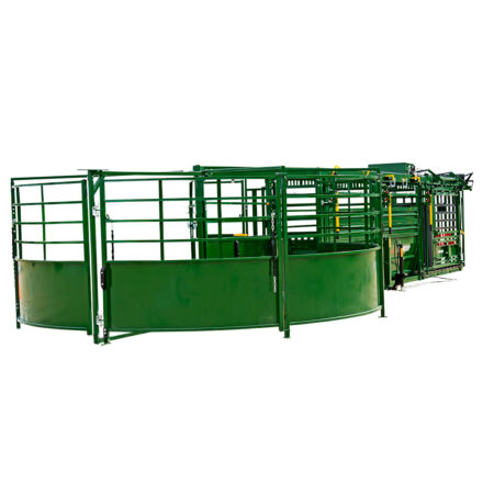 Rear view of the Bud Flow tub on the end of the Arrowlock 88 portable chute alley and tub