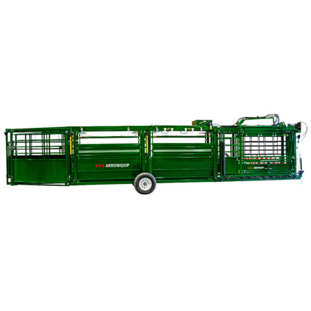 Side view of the Powerlock 108 portable chute alley and tub ready to be transported