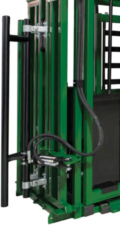 View of the hydraulic cattle head sweep on the Q-Power 106  Series Hydraulic Cattle Crush