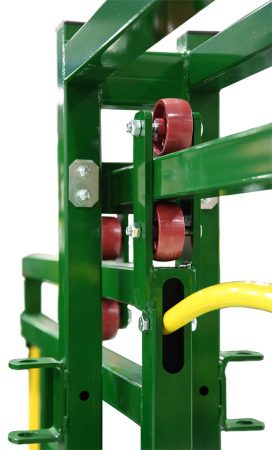 Close up view of cattle race gate hinges by Arrowquip