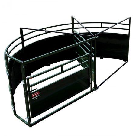 Single race Cattle Tub overhead view with a 90 degree exit full sweep