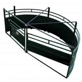 Top view of cattle forcing pen single 180 degree race exit by Arrowquip