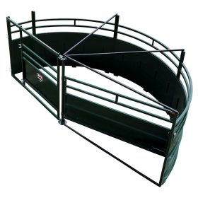 Overhead view of single race cattle forcing pen with 180 degree exit by Arrowquip